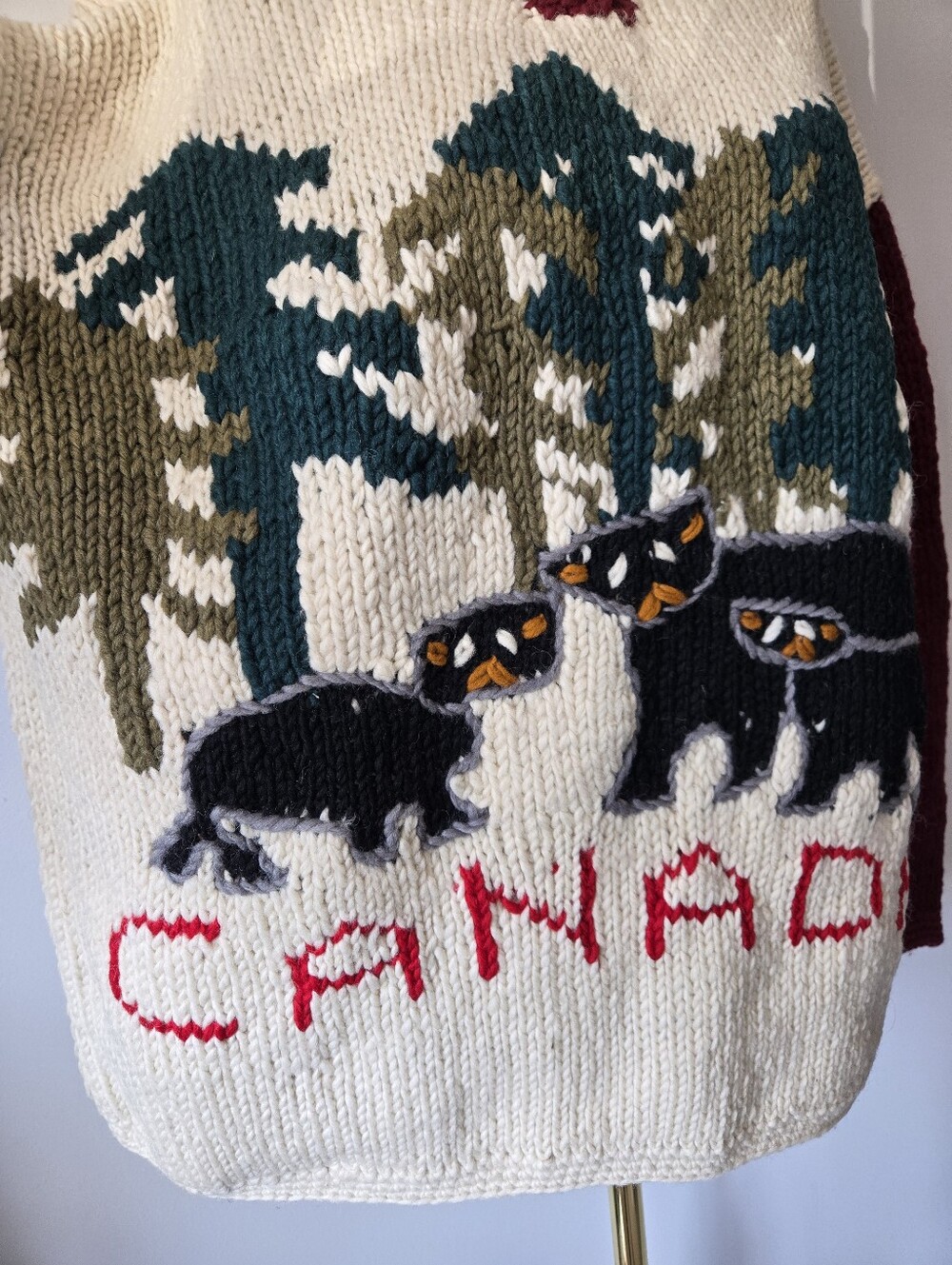 Amos & Andes Vintage Canada Chunky Wool Knit Pullover Sweater - Size L - Picture 2 of 10